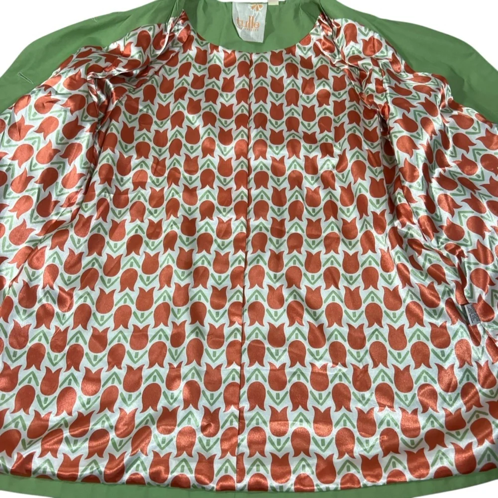 Anthropologie Tulle Pistachio Green A-Line Short Trench Coat ‎ Size Large